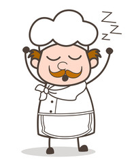 Cartoon Chef Yawning Expression Vector