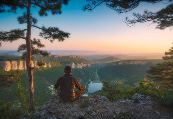 Crimea mountain valley in a light of sunrise