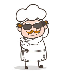Cartoon Chef with Fancy Sunglasses Vector Illustration