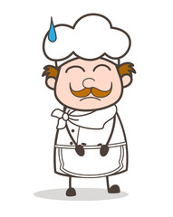 Cartoon Scared Chef Face with Cold Sweat Vector