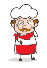 Cartoon Chef Weary Face Expression Vector