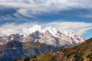 View of Marmolada, Dolomites mountains, Italy