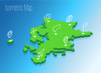 Map Europe isometric concept.
