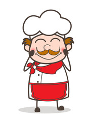 Cartoon Older Chef Blushing Face Vector Illustration