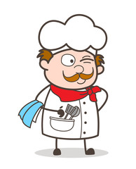 Cartoon Naughty Chef Winking Eye Face