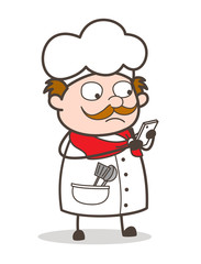 Cartoon Chef Got a Message Vector Illustration