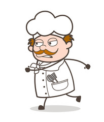 Cartoon Chef in Running Task Vector Illustration