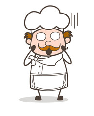 Cartoon Old Chef Face Screaming in Fear Vector Illustration