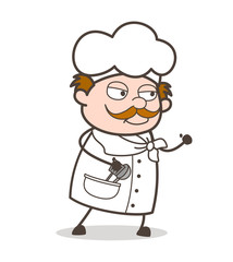 Cartoon Smirking Chef Running Pose Vector Illustration