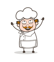 Cartoon Joyful Chef Face Vector Illustration