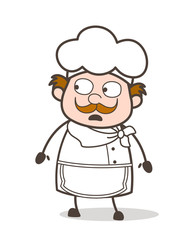 Cartoon Worried Expression of Old Chef