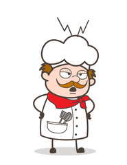 Cartoon Unhappy Chef Screaming on Workers