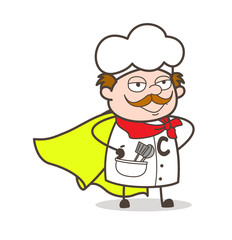 Cartoon Aged Super Hero Chef Character