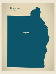 Modern Map - Henry Alabama county USA illustration