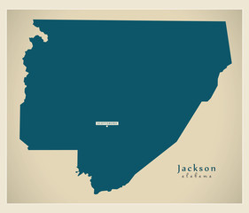 Modern Map - Jackson Alabama county USA illustration
