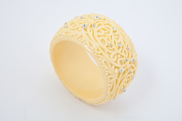 beaded necklace from colorful beads in the white background