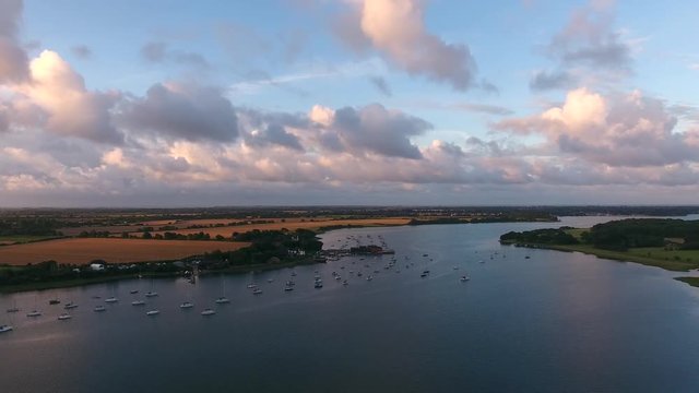 Chichester channel and marina surrounded by gorgeous yellow fields.