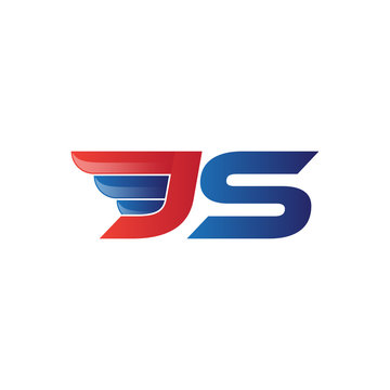 fast initial letter JS logo vector wing