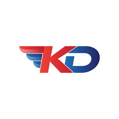fast initial letter KD logo vector wing