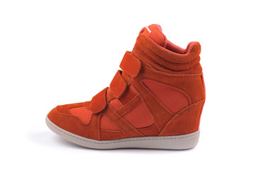 Red women boot isolated on white background