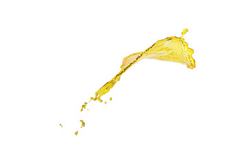 flying oil splash over white background