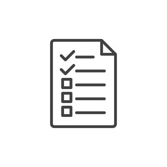 Test, checklist line icon, outline vector sign, linear style pictogram isolated on white. Symbol, logo illustration. Editable stroke. Pixel perfect vector graphics