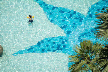 Swimming in the pool (Above view)
