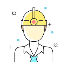 Construction, Engineer or Contracter Character Avatar line icons. Vector illustration