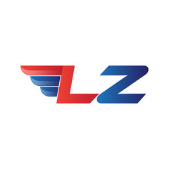 fast initial letter LZ logo vector wing
