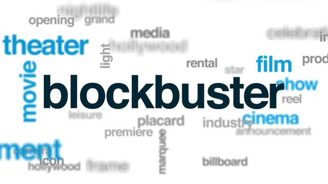 Blockbuster animated word cloud, text design animation.