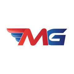 fast initial letter MG logo vector wing