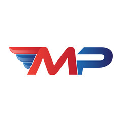 fast initial letter MP logo vector wing