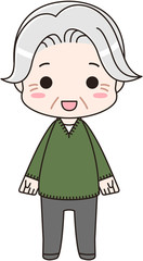 緑のセーターを着ているおじいちゃん