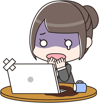 うっかりパソコンにコーヒーをこぼして壊してしまった女性