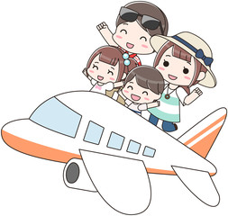 家族旅行 長期休み 飛行機 バカンス 幸せ