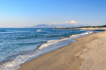 雪の弓ヶ浜展望台 -大山・美保湾を一望できるのビューポイント-