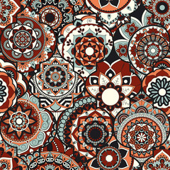 Seamless pattern. Vintage decorative elements. Hand drawn background. Islam, Arabic, Indian, ottoman motifs. Perfect for printing on fabric or paper.