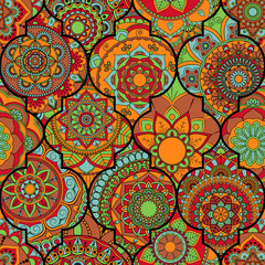 Seamless pattern. Vintage decorative elements. Hand drawn background. Islam, Arabic, Indian, ottoman motifs. Perfect for printing on fabric or paper.