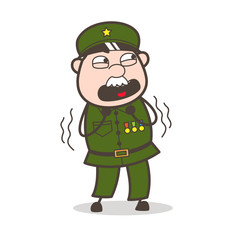 Cartoon Fearful Sergeant Vector Illustration