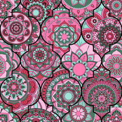 Seamless pattern. Vintage decorative elements. Hand drawn background. Islam, Arabic, Indian, ottoman motifs. Perfect for printing on fabric or paper.