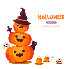 Halloween pumpkins on white