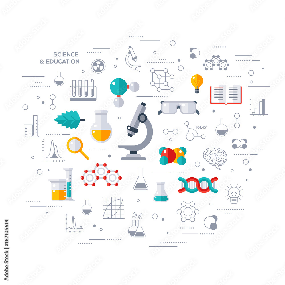 Wall mural concept of education and science with microscope