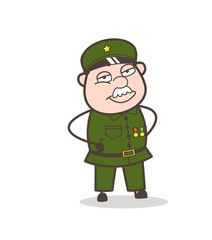 Cartoon Cunning Sergeant Smiling Face Vector Illustration