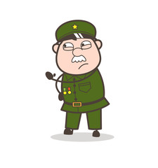Cartoon Irritated Sergeant Face Vector