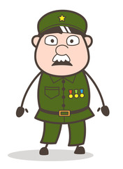 Cartoon Sergeant Officer Scared Face Vector Illustration