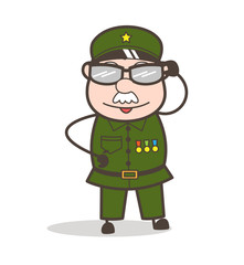Cartoon Sergeant with Fancy Eye Wear Vector Illustration