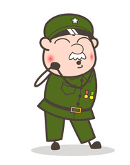 Cartoon Curious Sergeant Face Vector Illustration