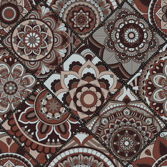 Patchwork pattern. Vintage decorative elements. Hand drawn background. Islam, Arabic, Indian, ottoman motifs. Perfect for printing on fabric or paper.