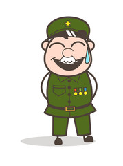 Cartoon Sergeant Laughing Face with Cold Sweat  Vector Illustration