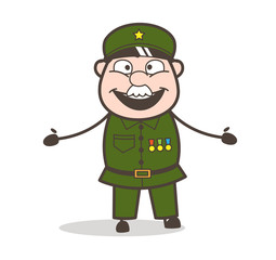 Cartoon Excited Sergeant Face Vector Illustration